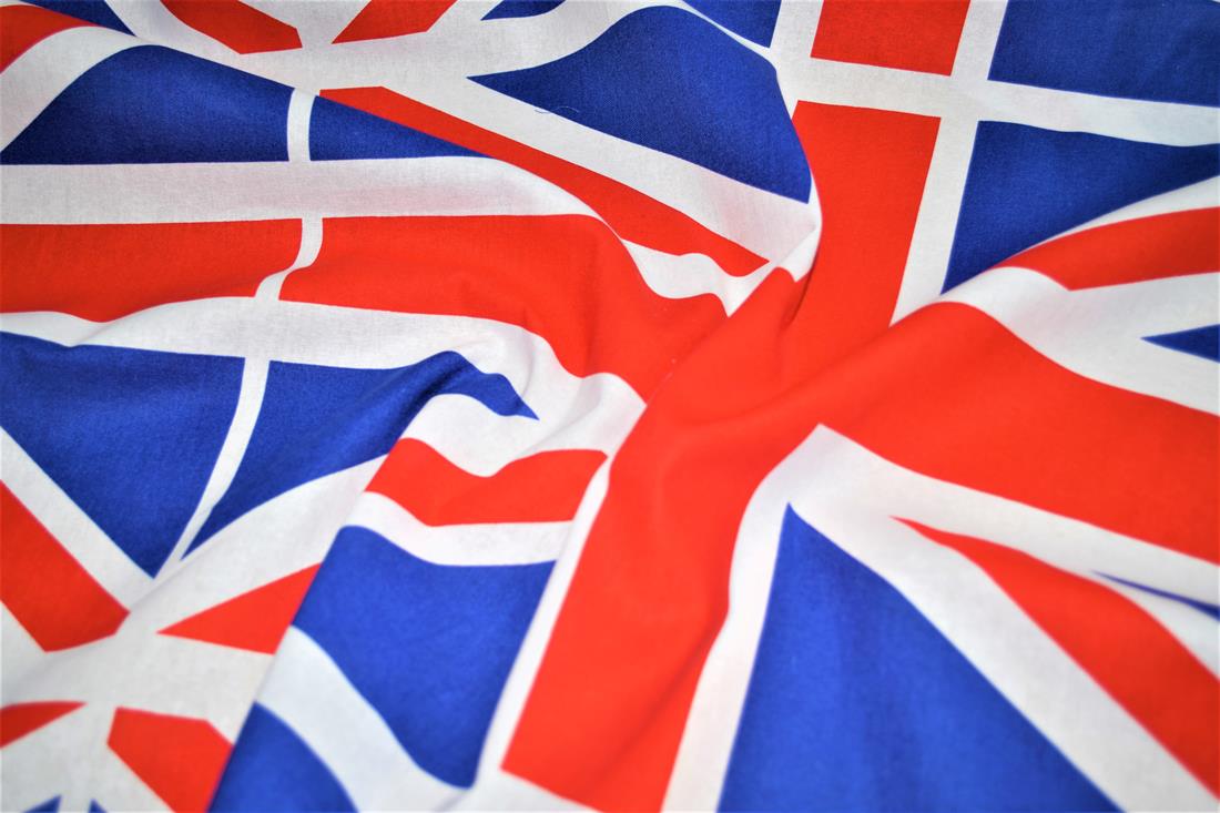 White Union Jack Flag Printed 100% Cotton Fabric