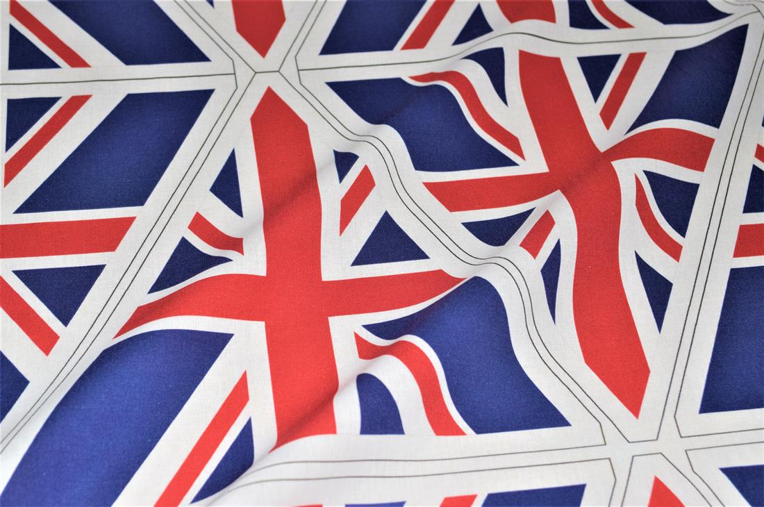 White Union Jack 100% Cotton Fabric Material