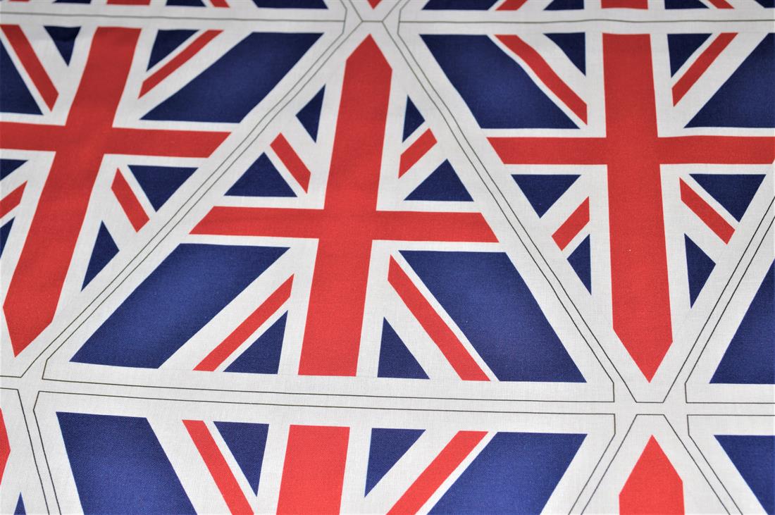White Union Jack 100% Cotton Fabric Material