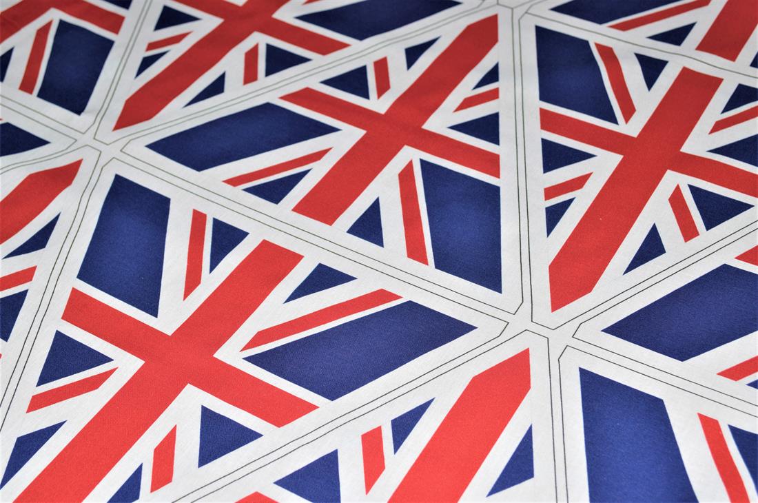 White Union Jack 100% Cotton Fabric Material