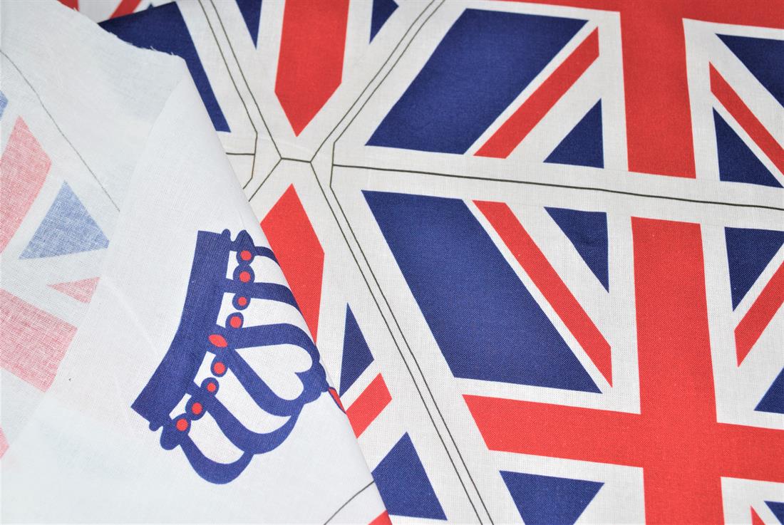 White Union Jack 100% Cotton Fabric Material