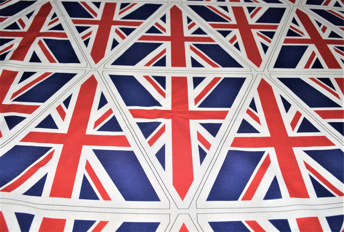 White Union Jack 100% Cotton Fabric Material