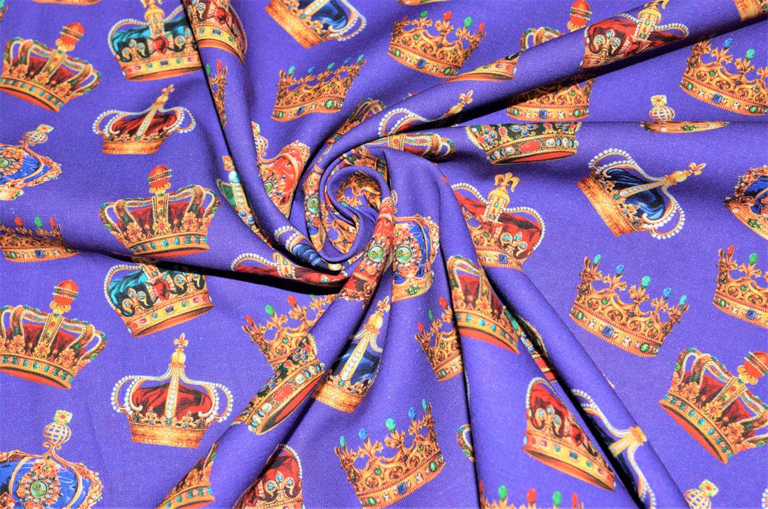 Purple Union Jack 100% Cotton Fabric Material