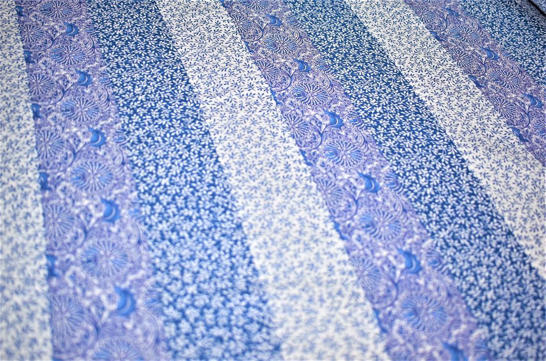 Blue Printed Cotton Lawn Fabric