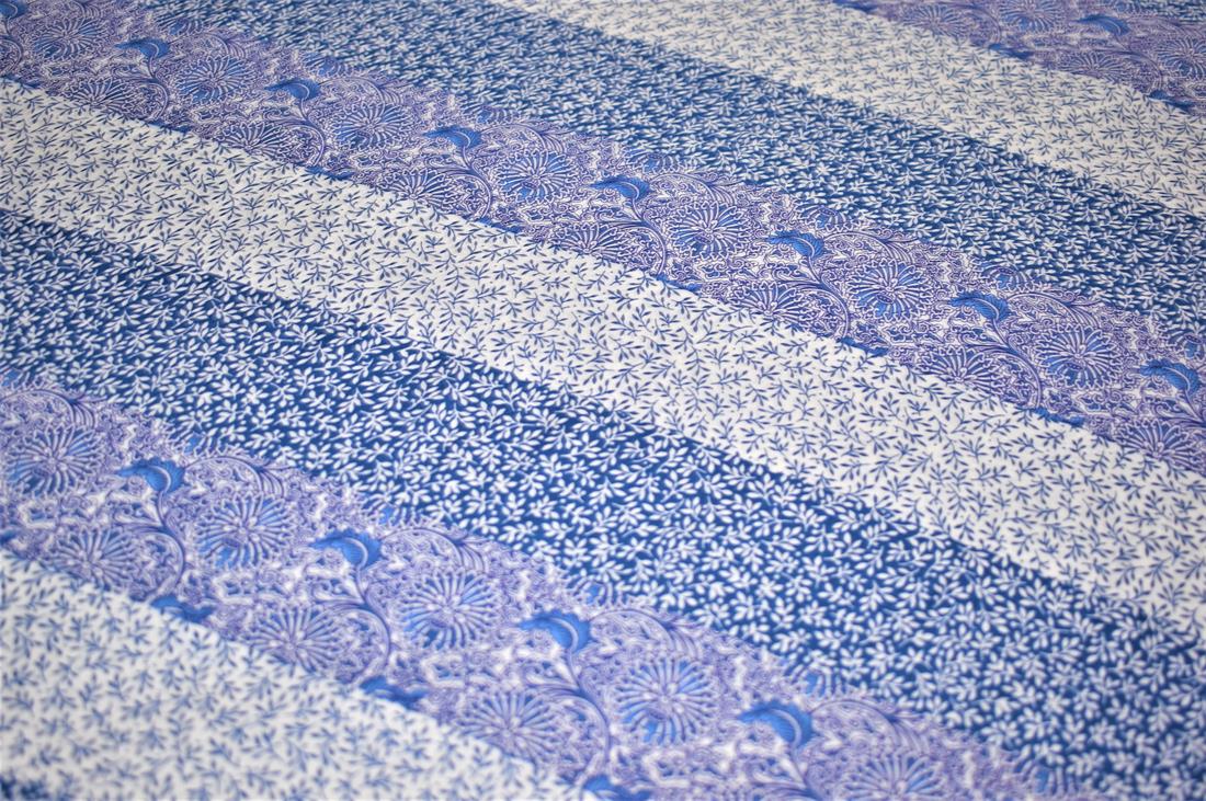 Blue Printed Cotton Lawn Fabric