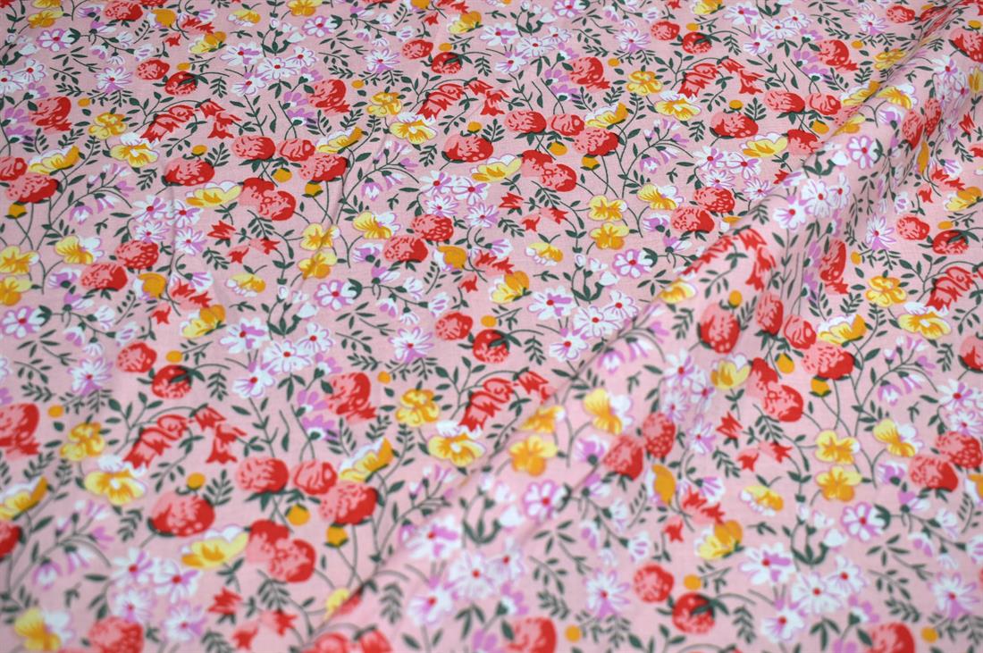 Fresh Spring Strawberries Cotton Lawn Is a Lightweight and Sheer…