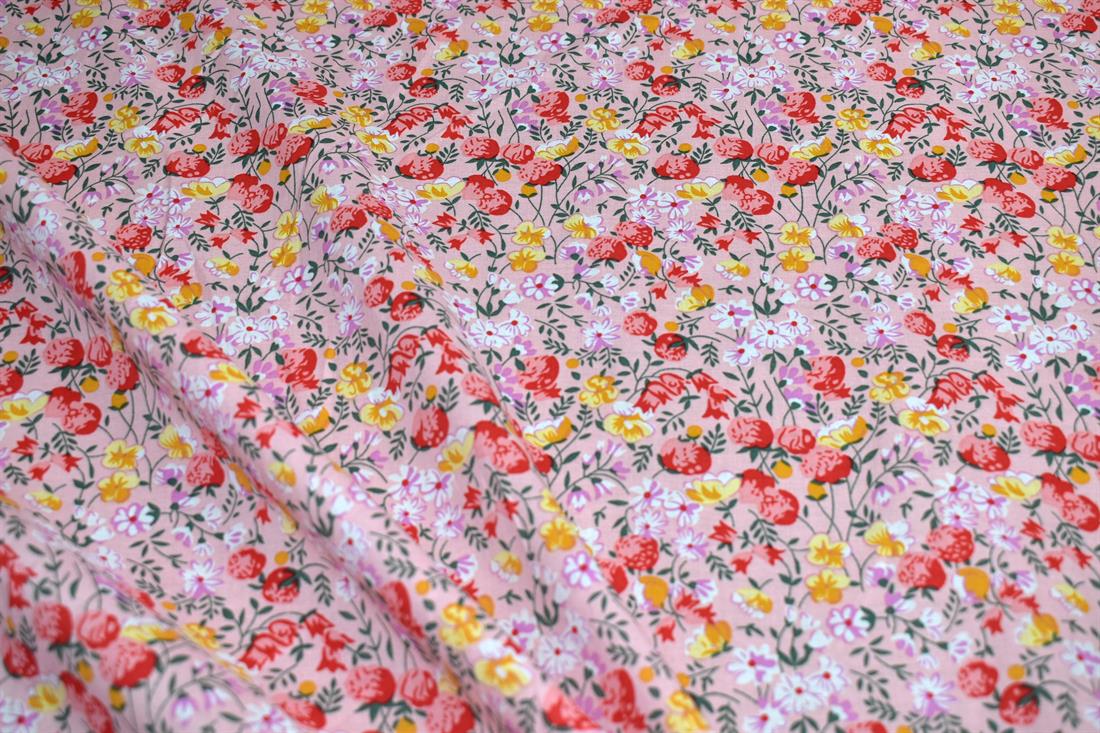 Fresh Spring Strawberries Cotton Lawn Is a Lightweight and Sheer…