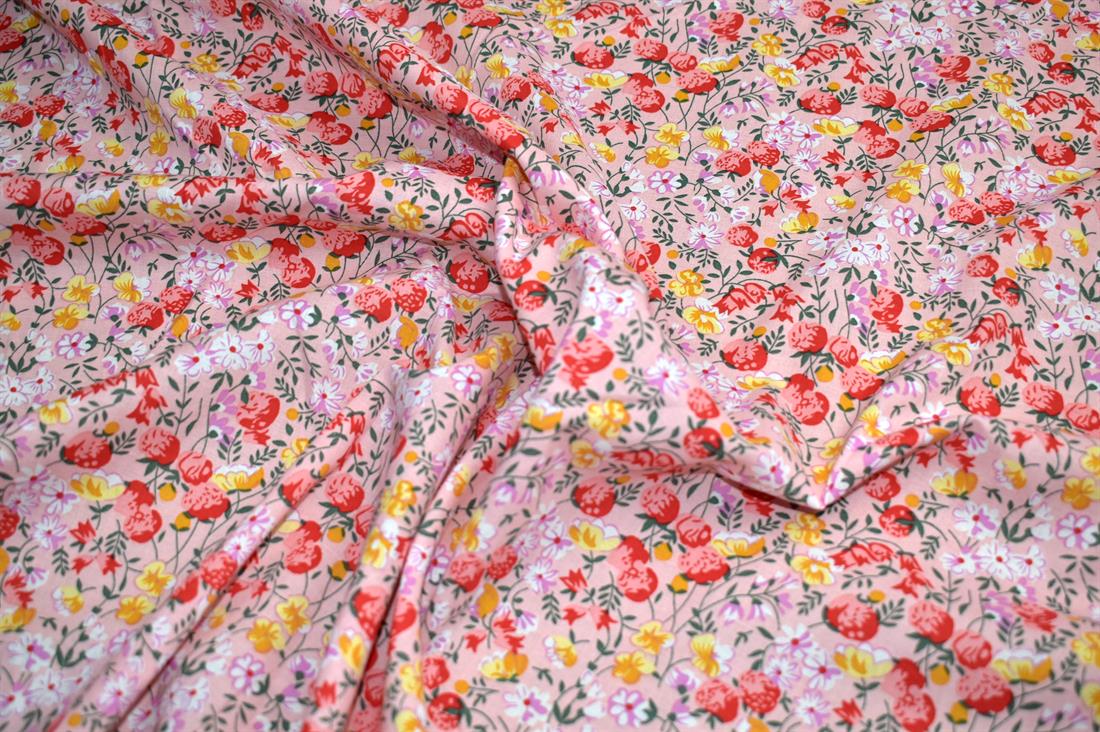 Fresh Spring Strawberries Cotton Lawn Is a Lightweight and Sheer…