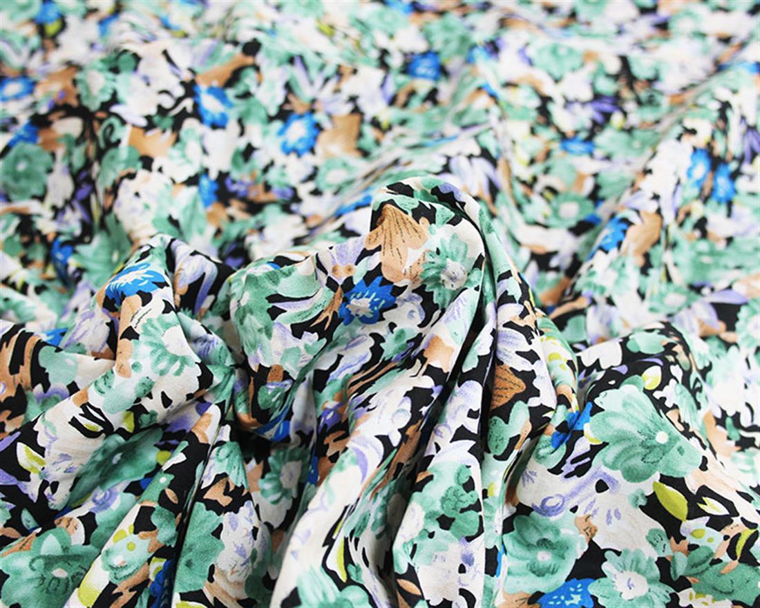 Blue Contemporary Watercolour Floral Cotton Lawn Is a Lightweight and…