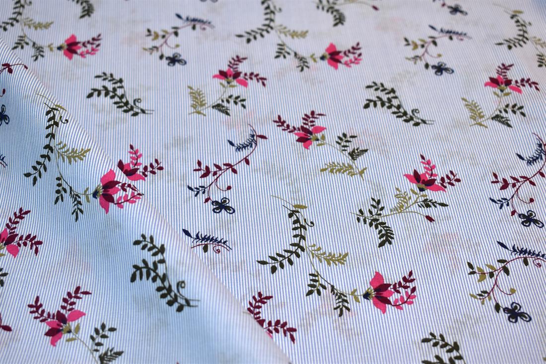 Sky Blue Floral Cotton Lawn