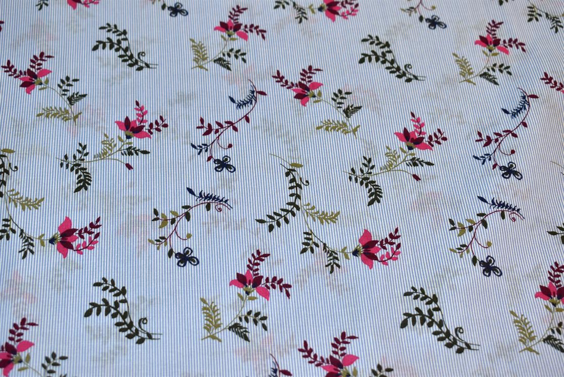 Sky Blue Floral Cotton Lawn