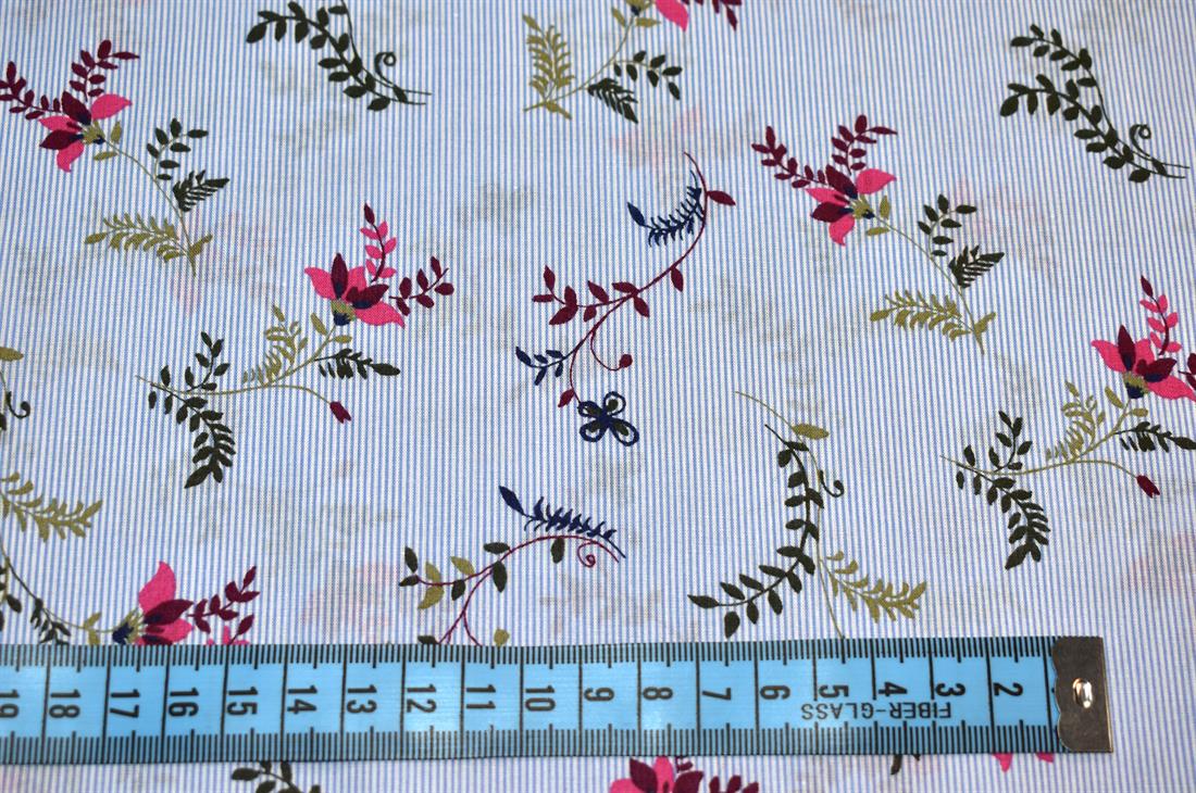 Sky Blue Floral Cotton Lawn