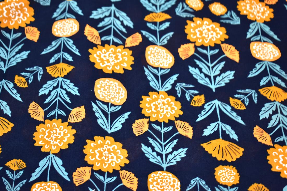 Navy Floral Cotton Lawn