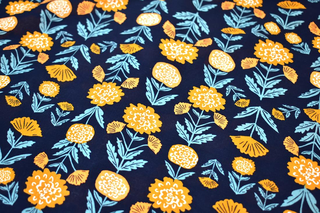 Navy Floral Cotton Lawn