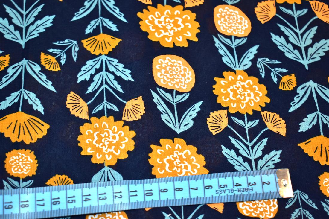 Navy Floral Cotton Lawn