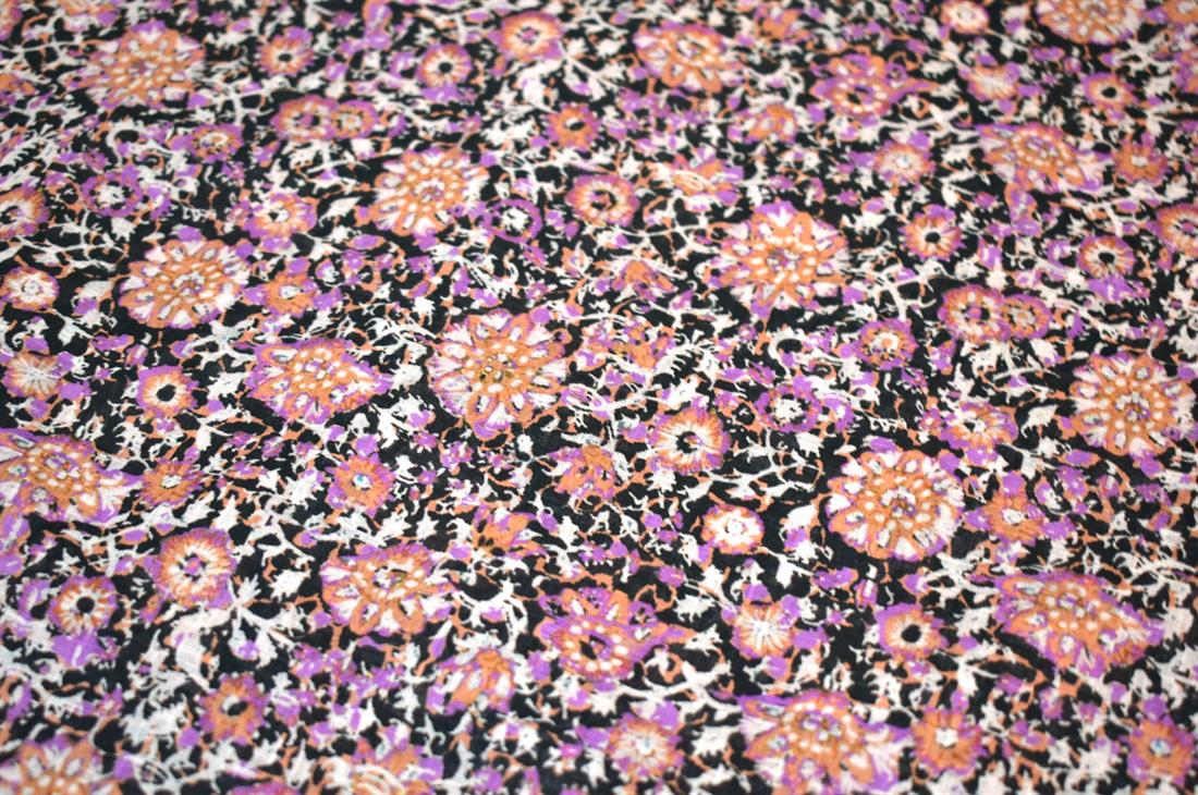 Black & Purple Floral Cotton Lawn