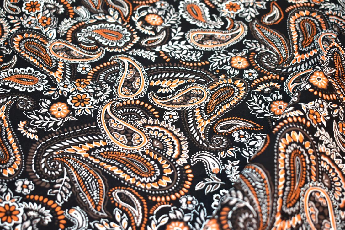 Black & Rust Paisley Cotton Lawn
