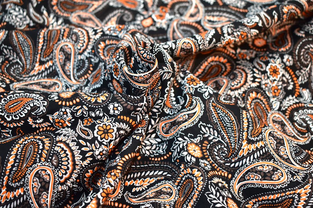 Black & Rust Paisley Cotton Lawn