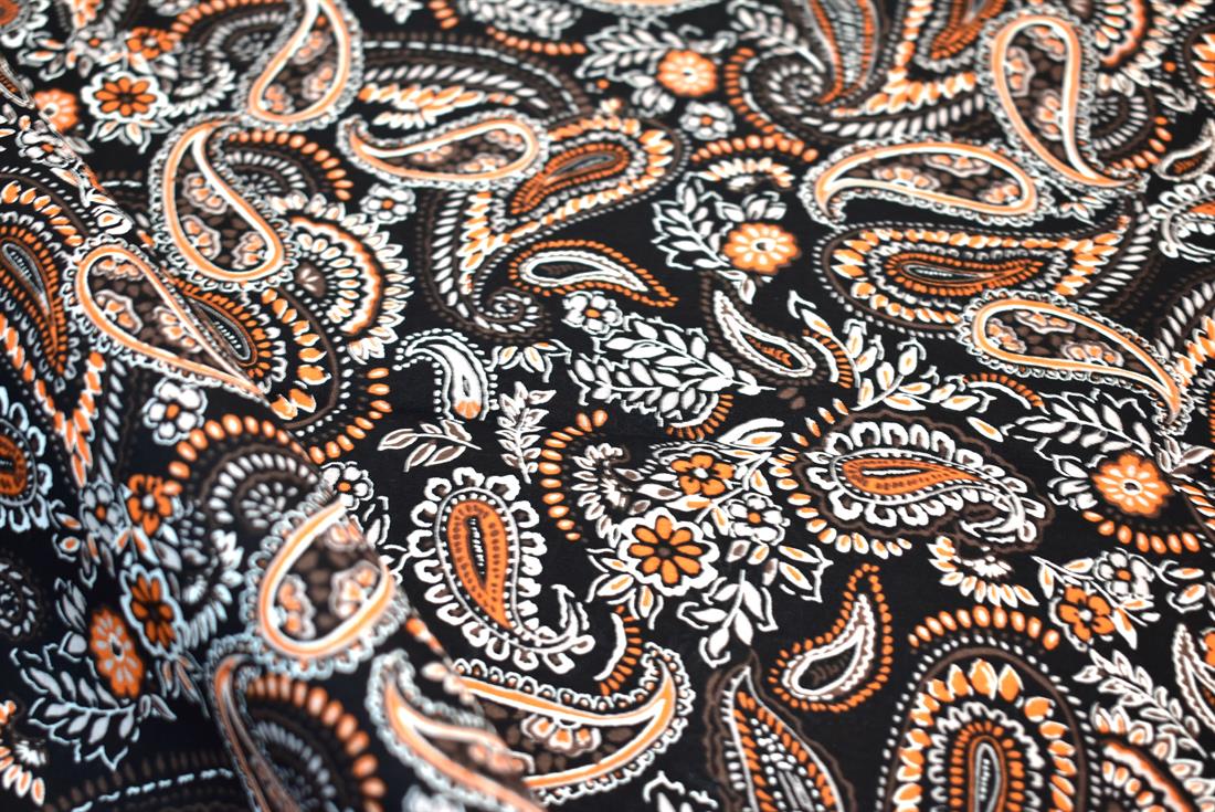 Black & Rust Paisley Cotton Lawn