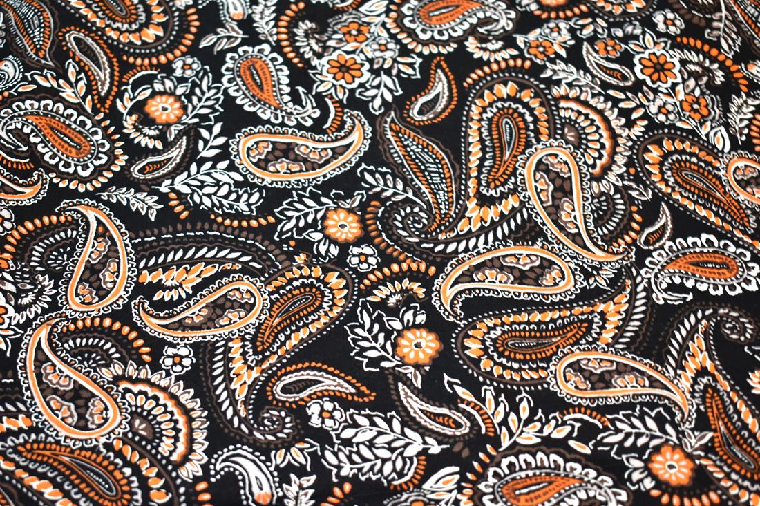Black & Rust Paisley Cotton Lawn