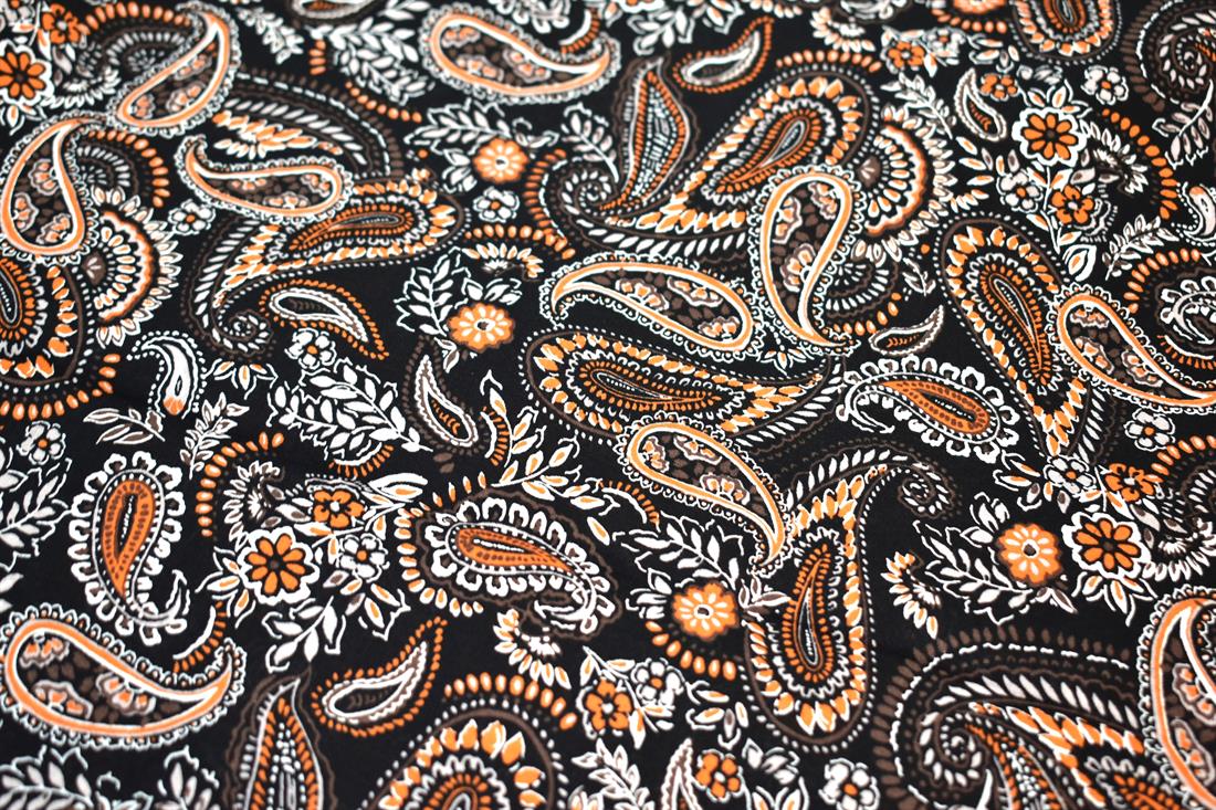 Black & Rust Paisley Cotton Lawn