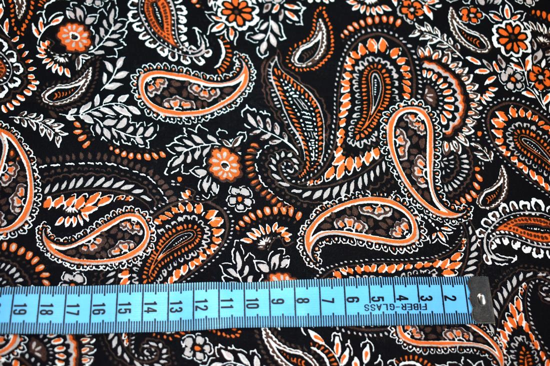 Black & Rust Paisley Cotton Lawn