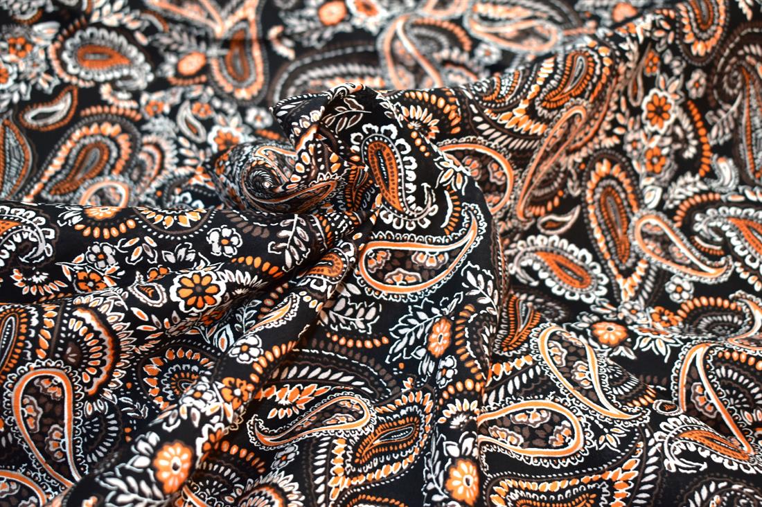 Black & Rust Paisley Cotton Lawn