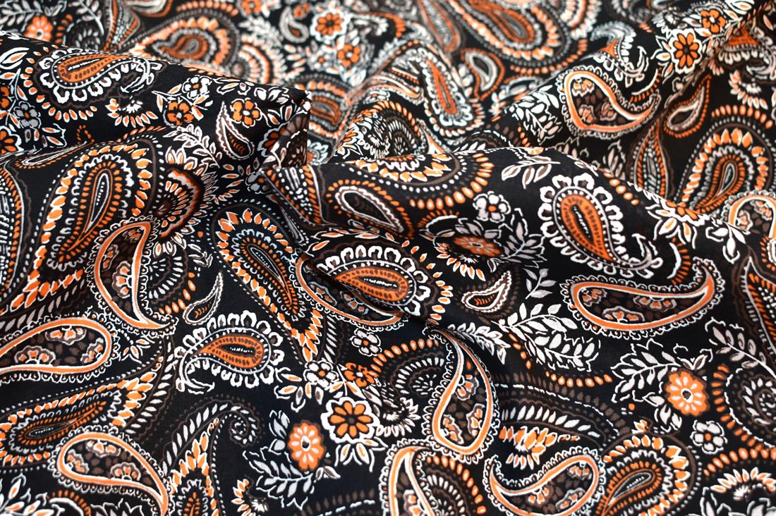 Black & Rust Paisley Cotton Lawn
