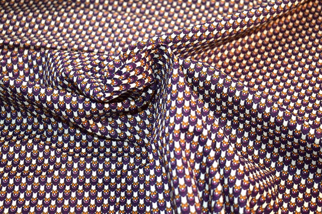 Cream & Purple Cotton Lawn