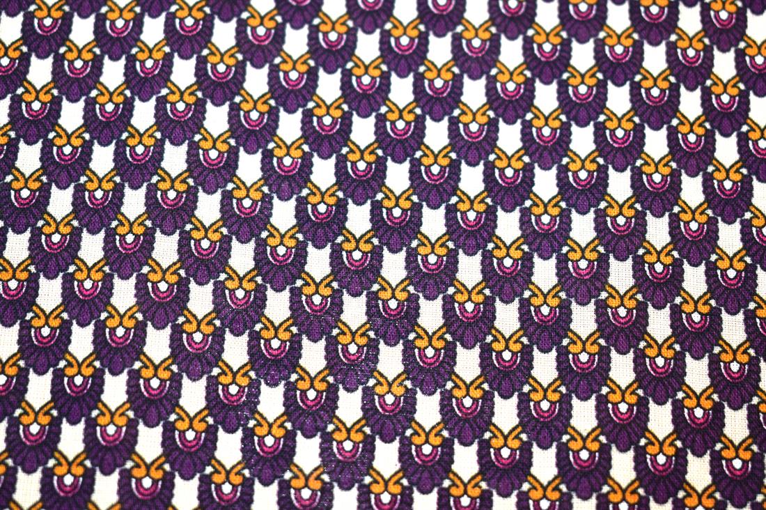 Cream & Purple Cotton Lawn