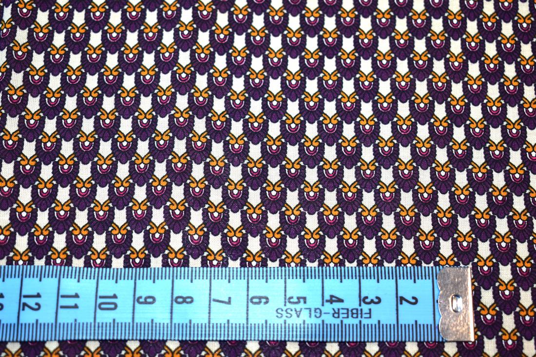 Cream & Purple Cotton Lawn