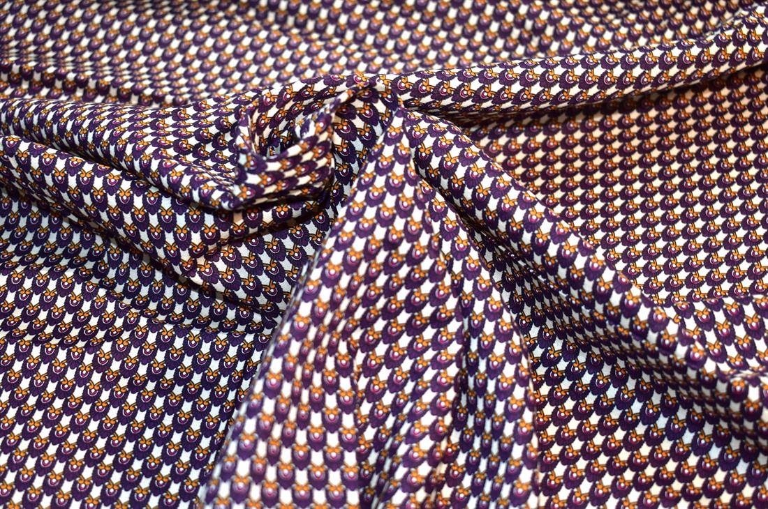 Cream & Purple Cotton Lawn