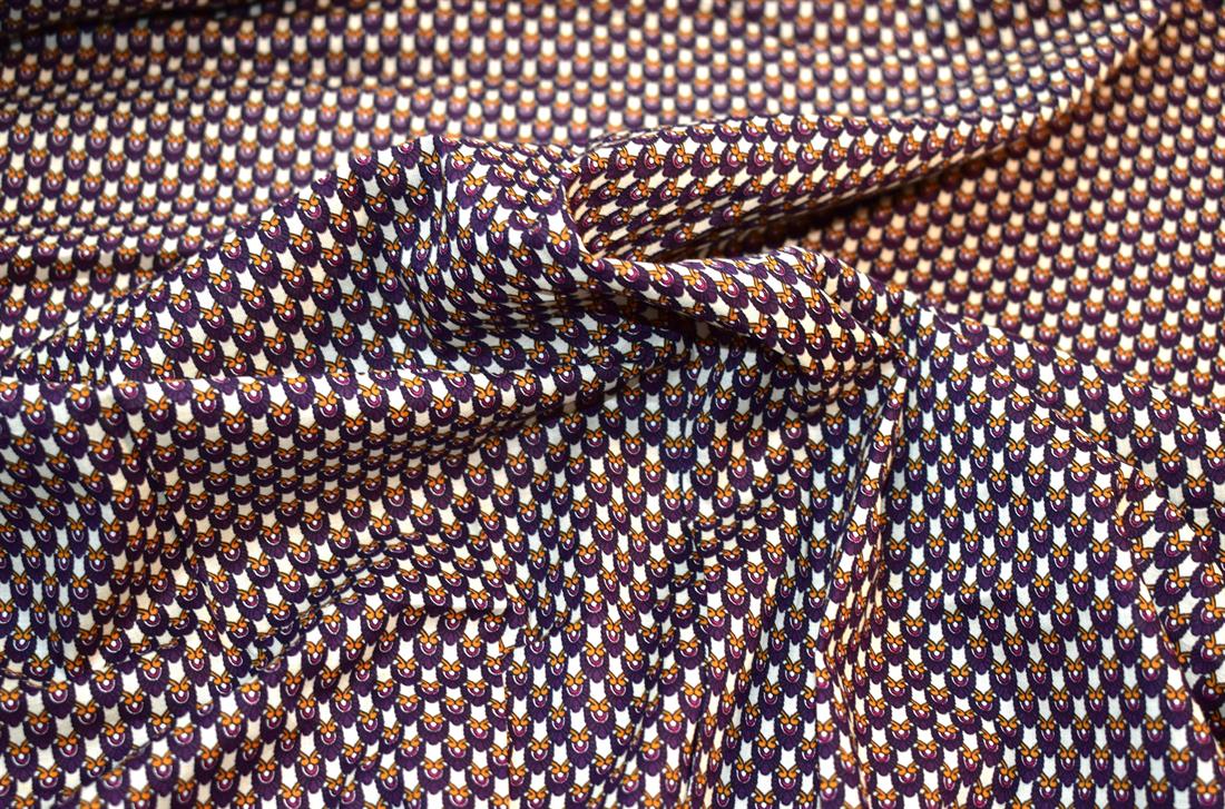 Cream & Purple Cotton Lawn