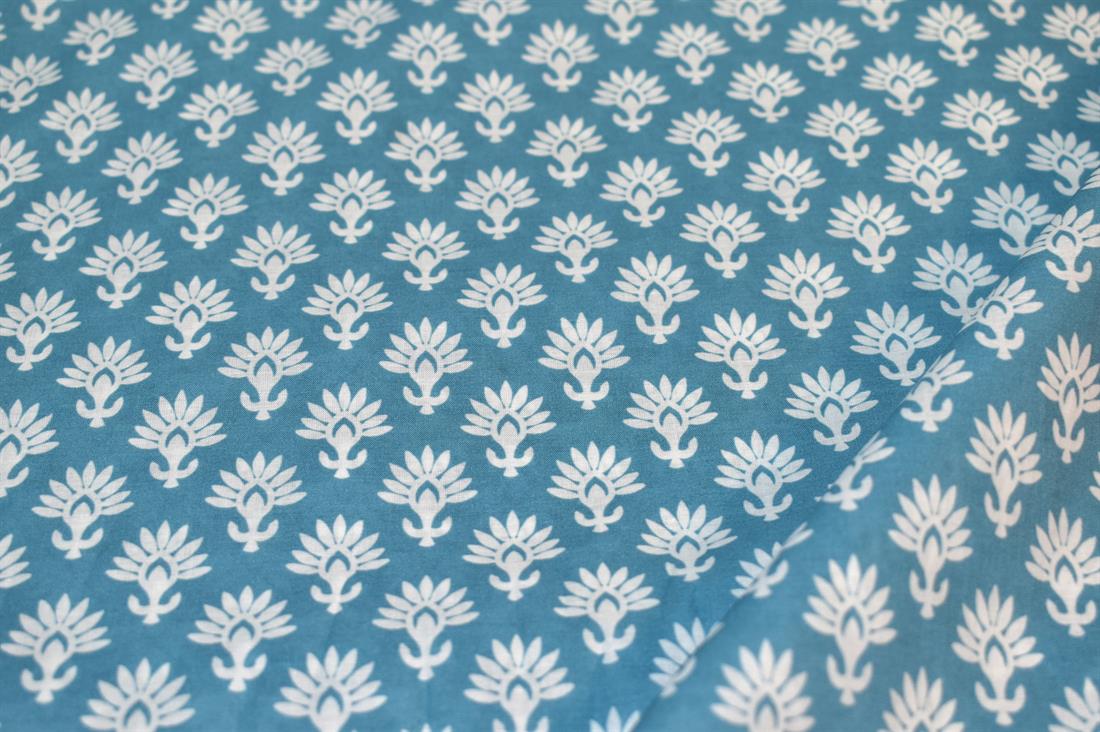 Blue Floral Cotton Lawn