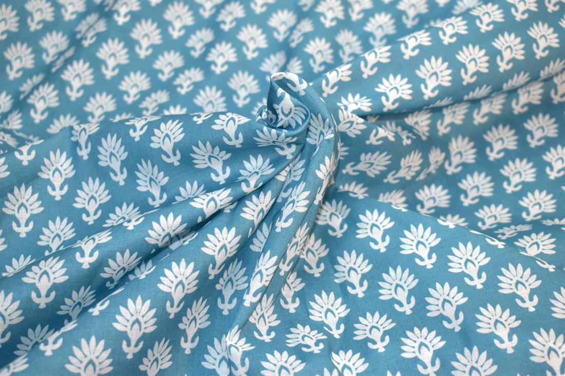Blue Floral Cotton Lawn