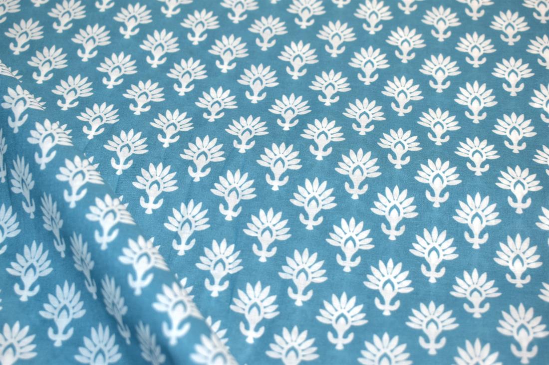 Blue Floral Cotton Lawn