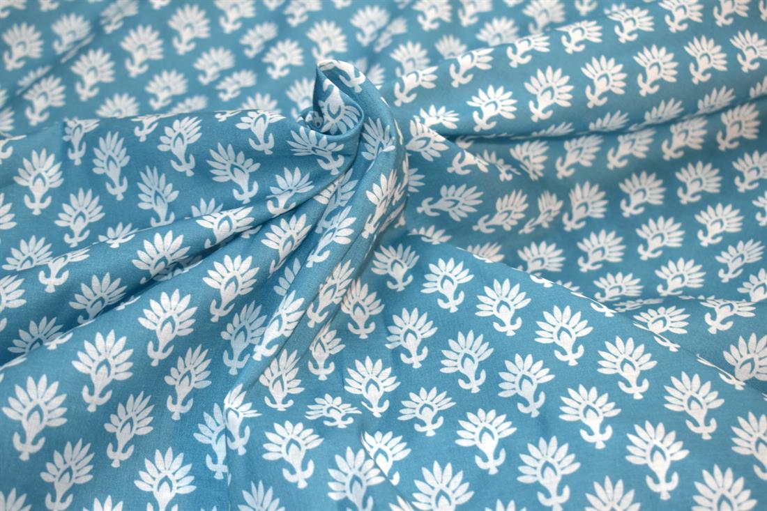 Blue Floral Cotton Lawn