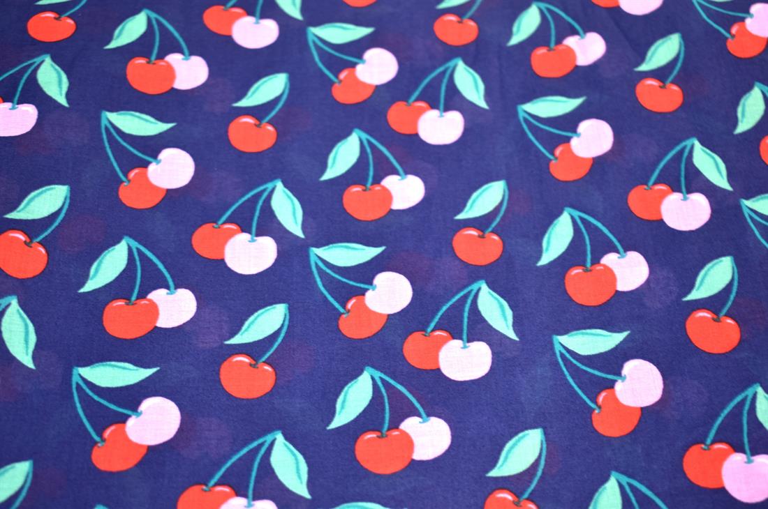 Navy Cherry Cotton Lawn