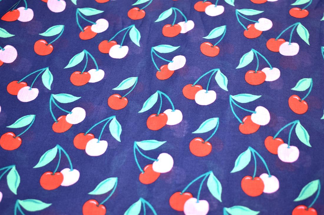 Navy Cherry Cotton Lawn