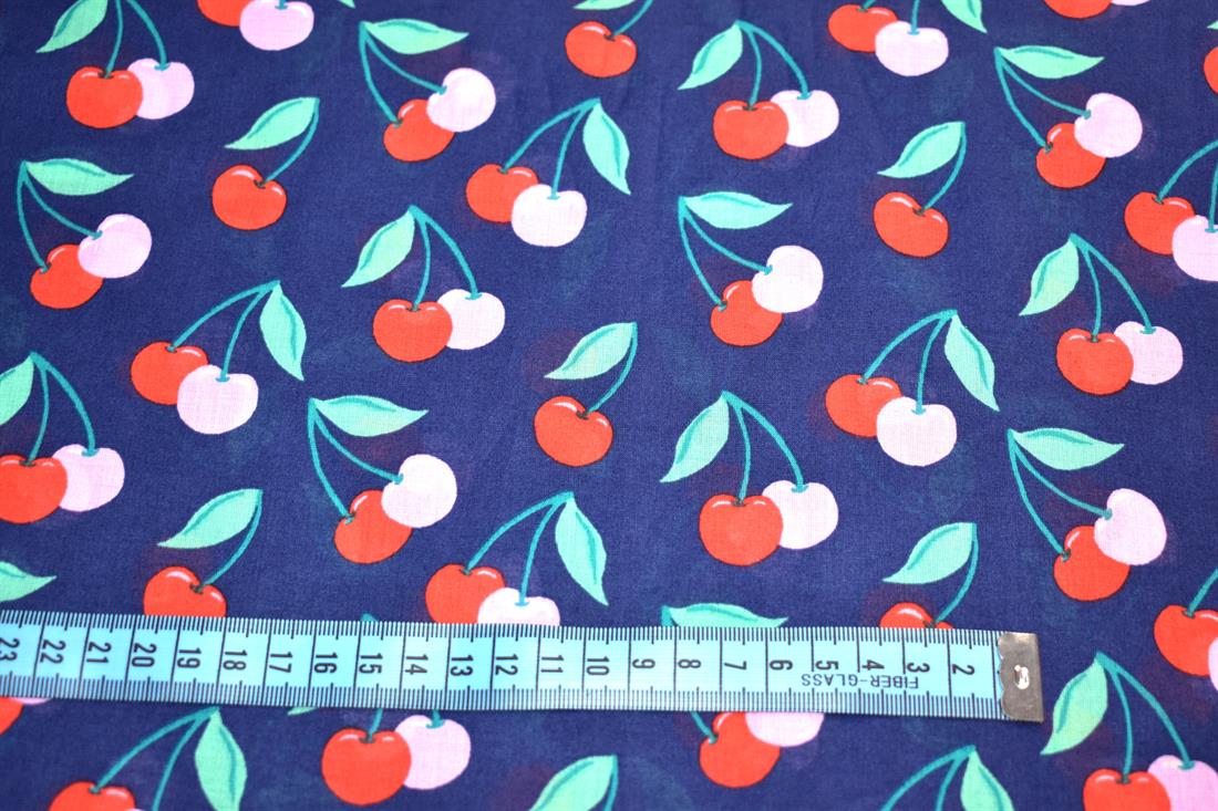 Navy Cherry Cotton Lawn