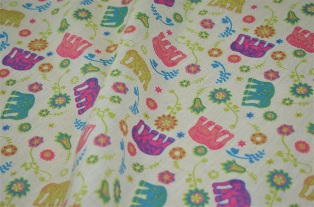 Elephant Print PolyCotton Fabric