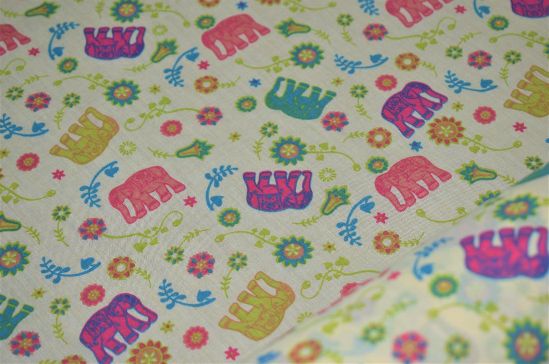 Elephant Print PolyCotton Fabric
