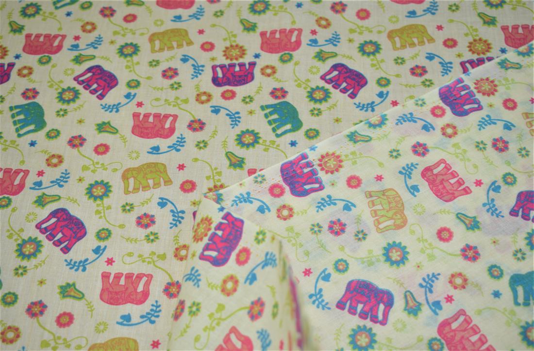Elephant Print PolyCotton Fabric