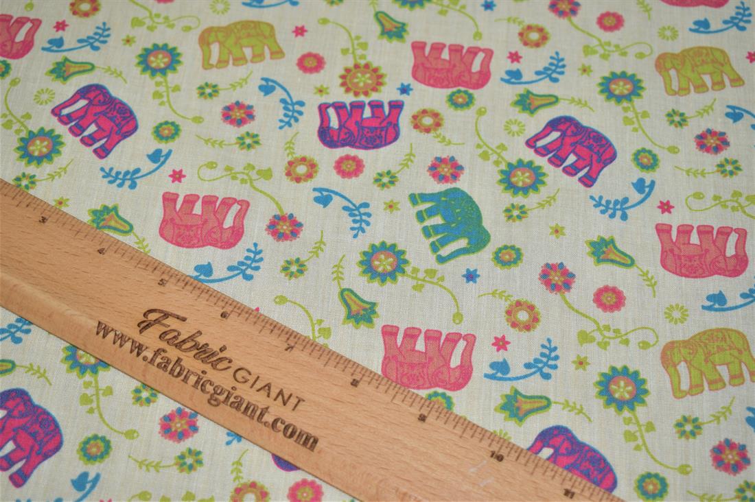 Elephant Print PolyCotton Fabric