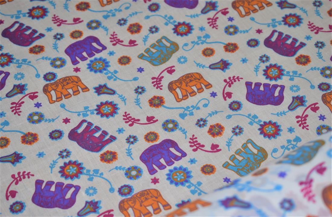 Elephant Print PolyCotton Fabric