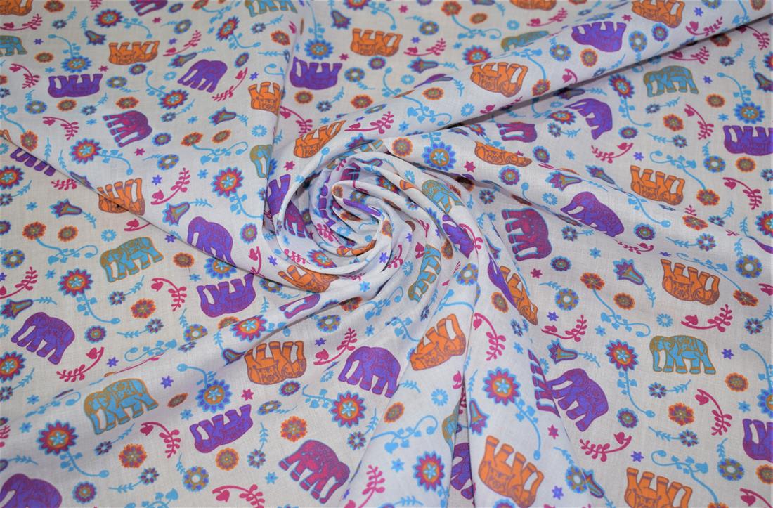 Elephant Print PolyCotton Fabric