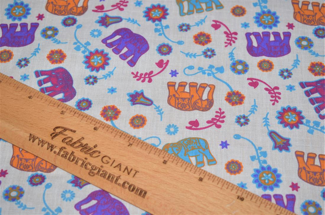 Elephant Print PolyCotton Fabric