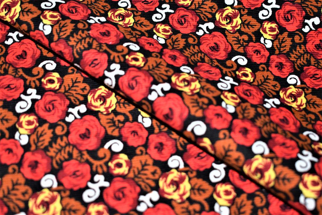 Floral Swirls Cord Printed Corduroy Fabric