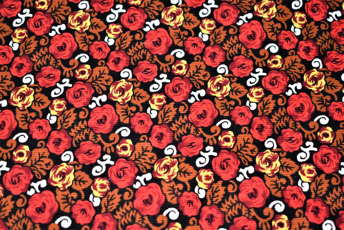 Floral Swirls Cord Printed Corduroy Fabric