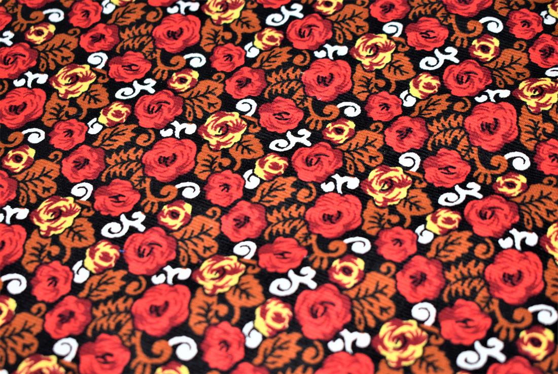 Floral Swirls Cord Printed Corduroy Fabric